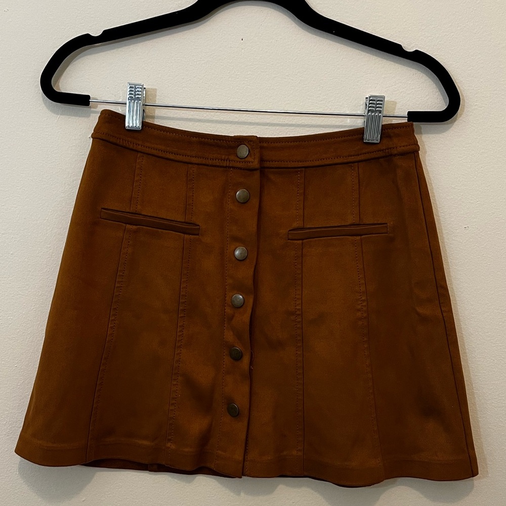 Brown Suede Mini Skirt - small - Zara